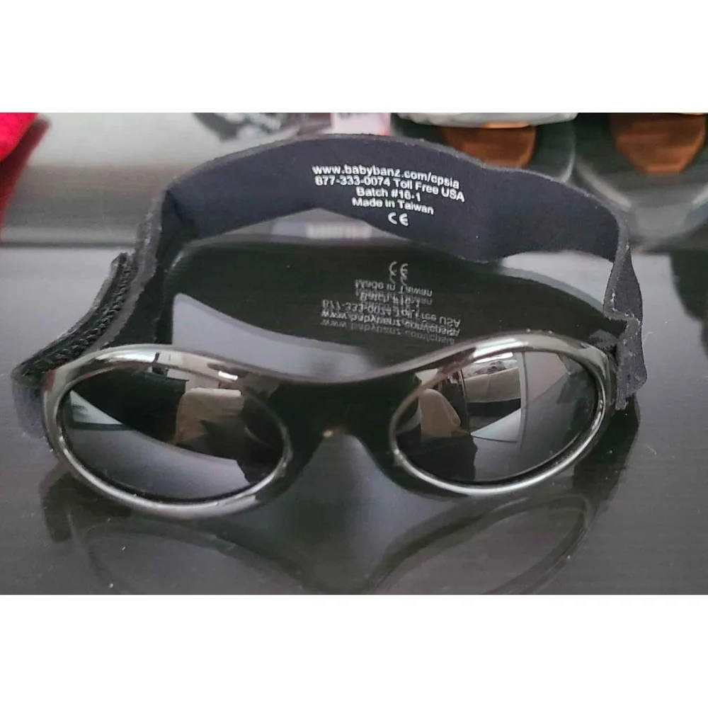BABY BANZ Sunglasses Black‎ Reflective Adjustable Strap UV Protection Outdoor